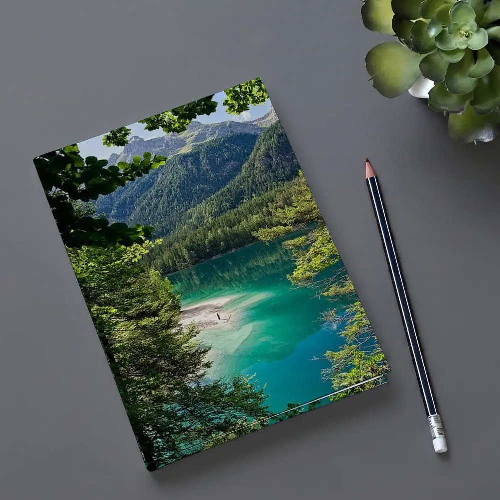 Turquoise Alpine Lake Mountain Forest View – Notebooks