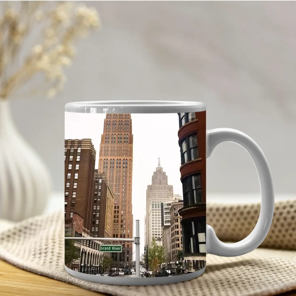 Grand River Avenue Detroit Downtown City Street – Mugs