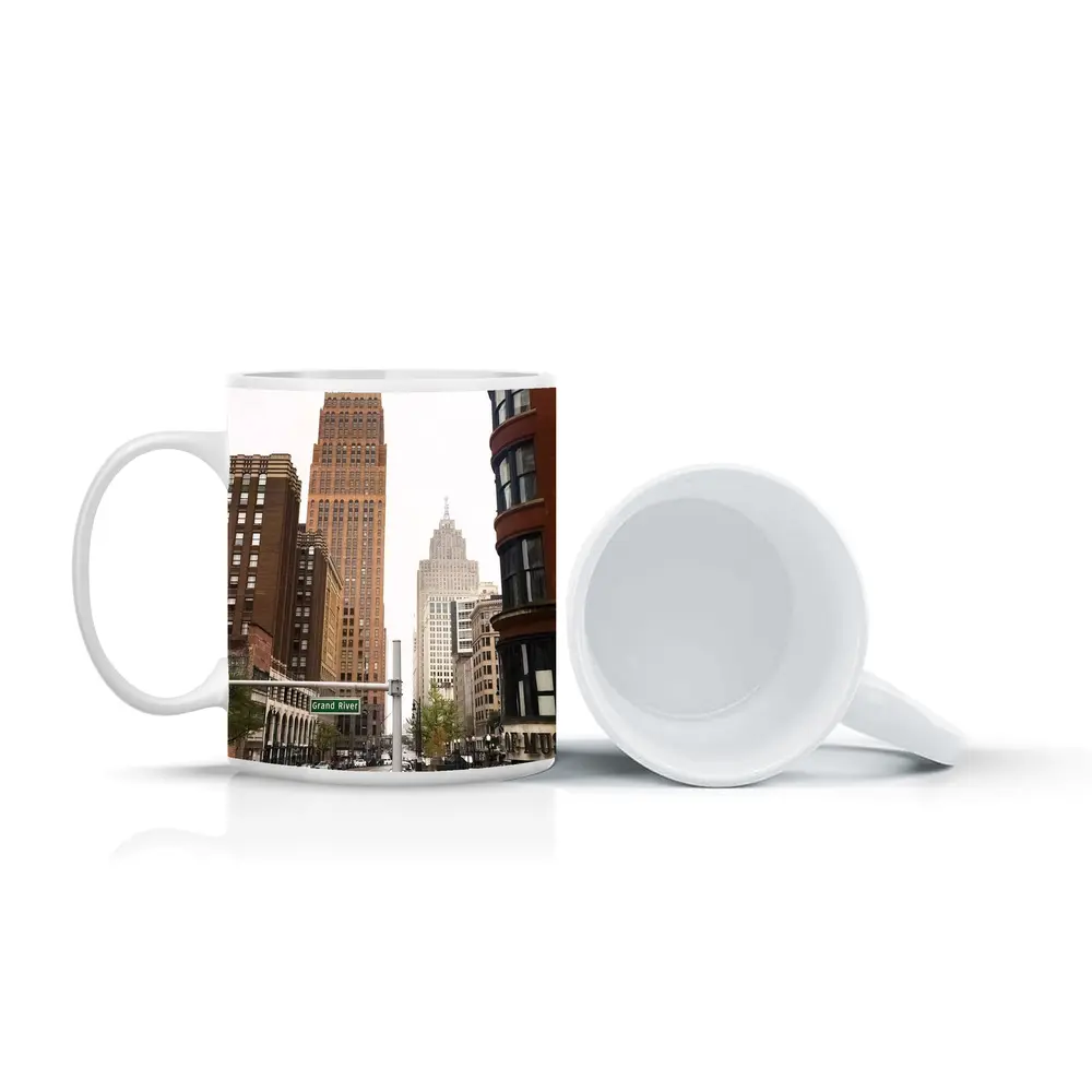 Grand River Avenue Detroit Downtown City Street – Mugs