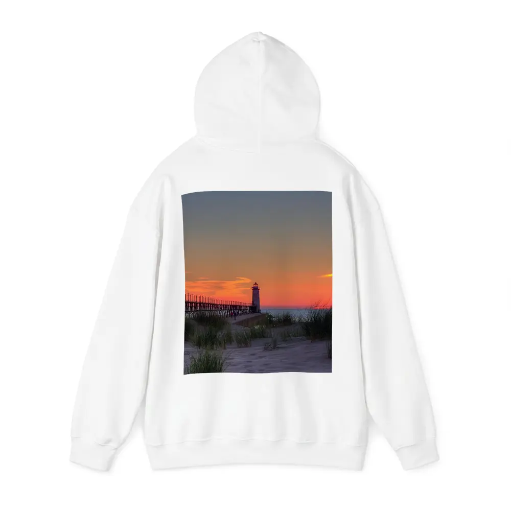 Lighthouse Pier Sandy Beach Sunset Sky – Hoodies