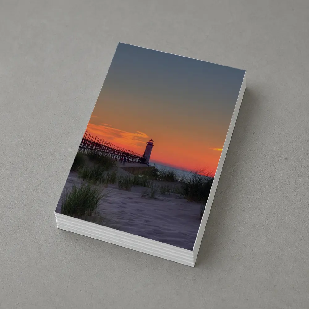 Lighthouse Pier Sandy Beach Sunset Sky – Postcards