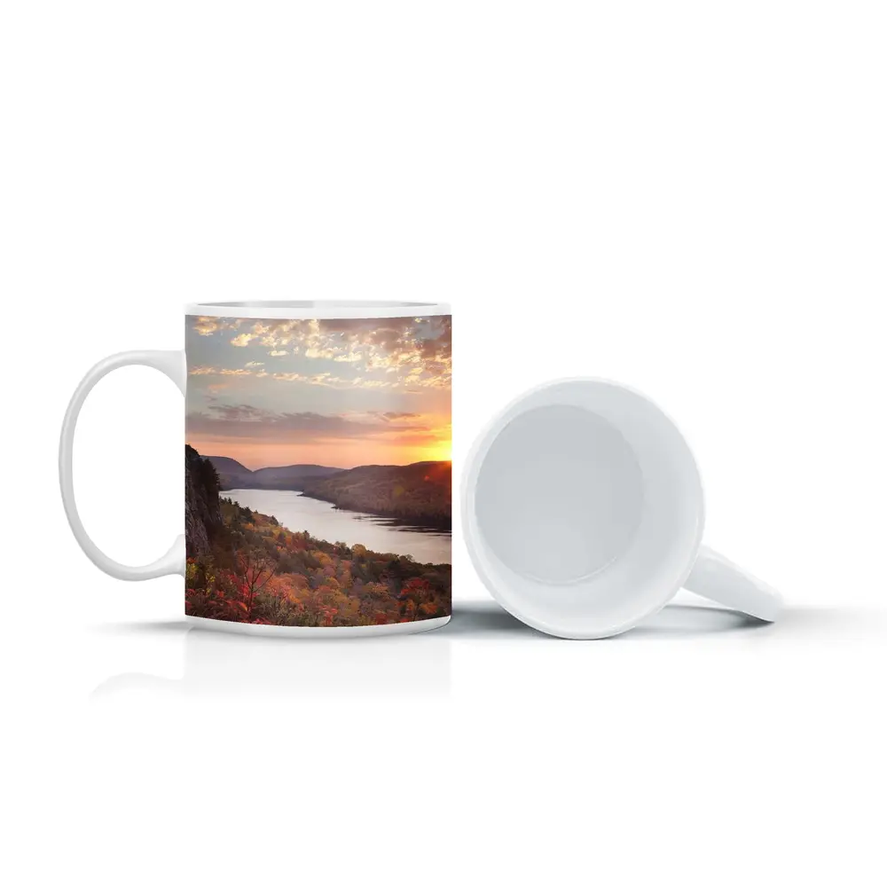 Autumn Lake Sunset Rolling Forest Hills – Mugs
