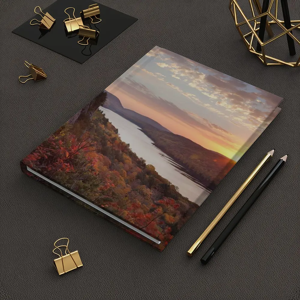 Autumn Lake Sunset Rolling Forest Hills – Notebooks
