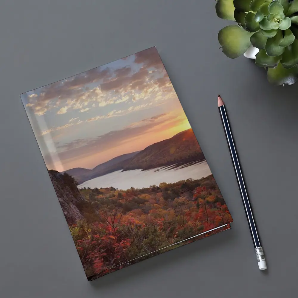 Autumn Lake Sunset Rolling Forest Hills – Notebooks