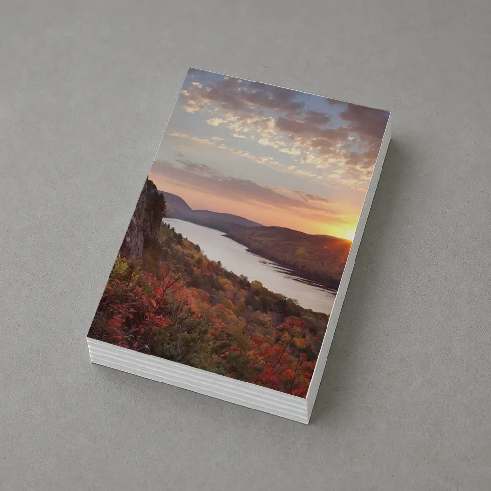Autumn Lake Sunset Rolling Forest Hills – Postcards