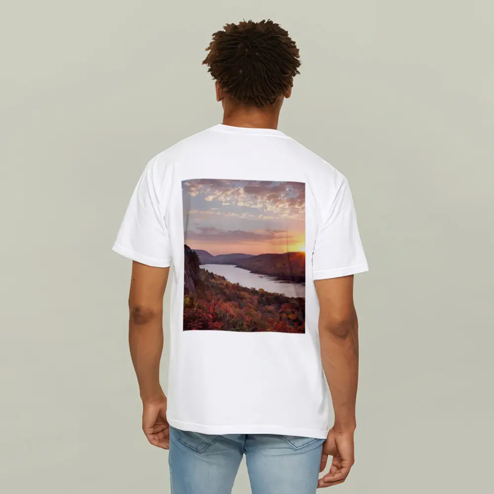 Autumn Lake Sunset Rolling Forest Hills – T-Shirts