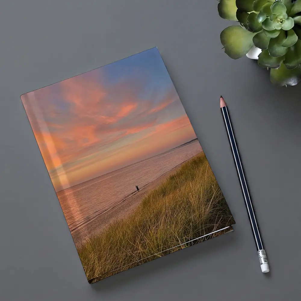 Sunset Beach Dunes Lone Figure Coastal View – Notebooks