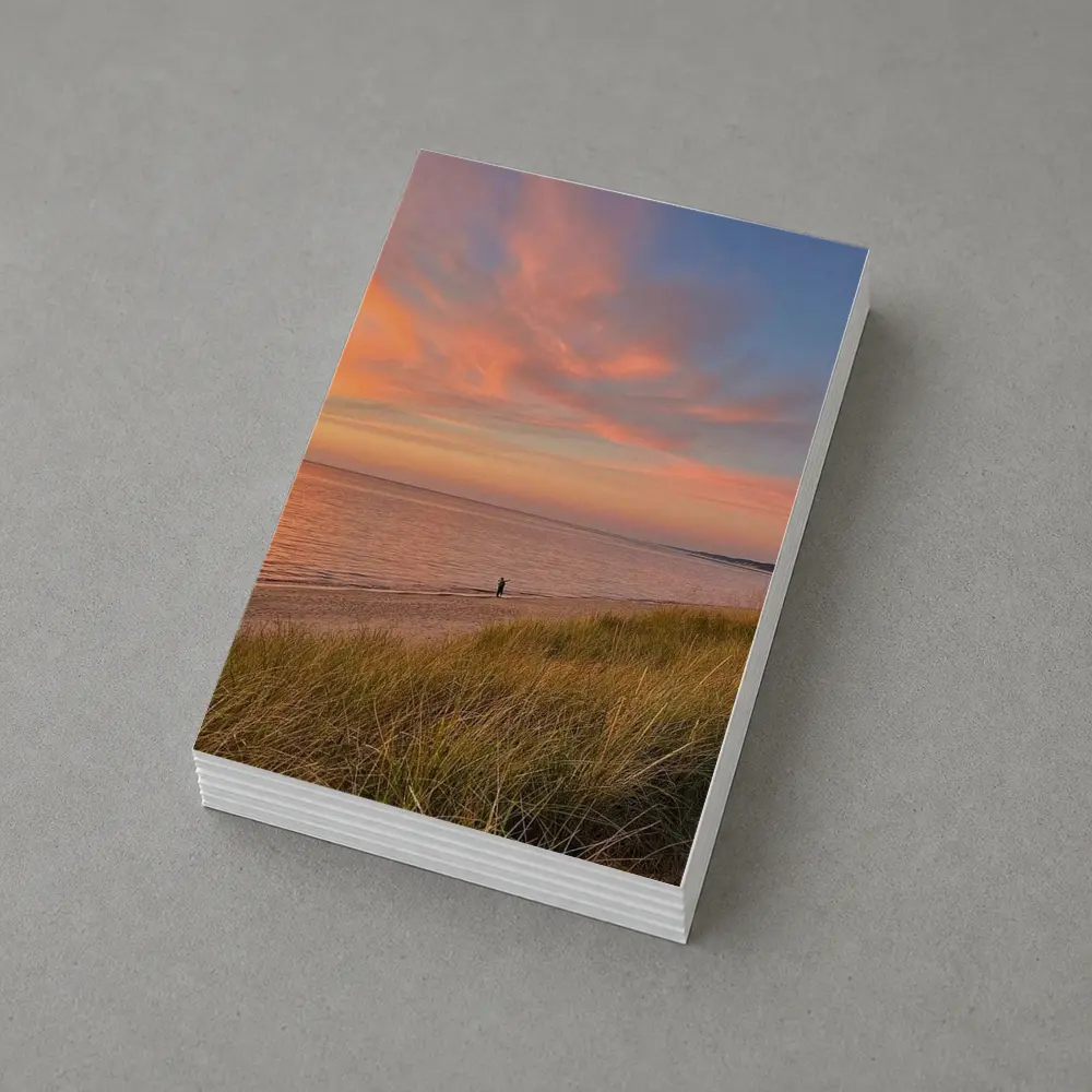 Sunset Beach Dunes Lone Figure Coastal View – Postcards