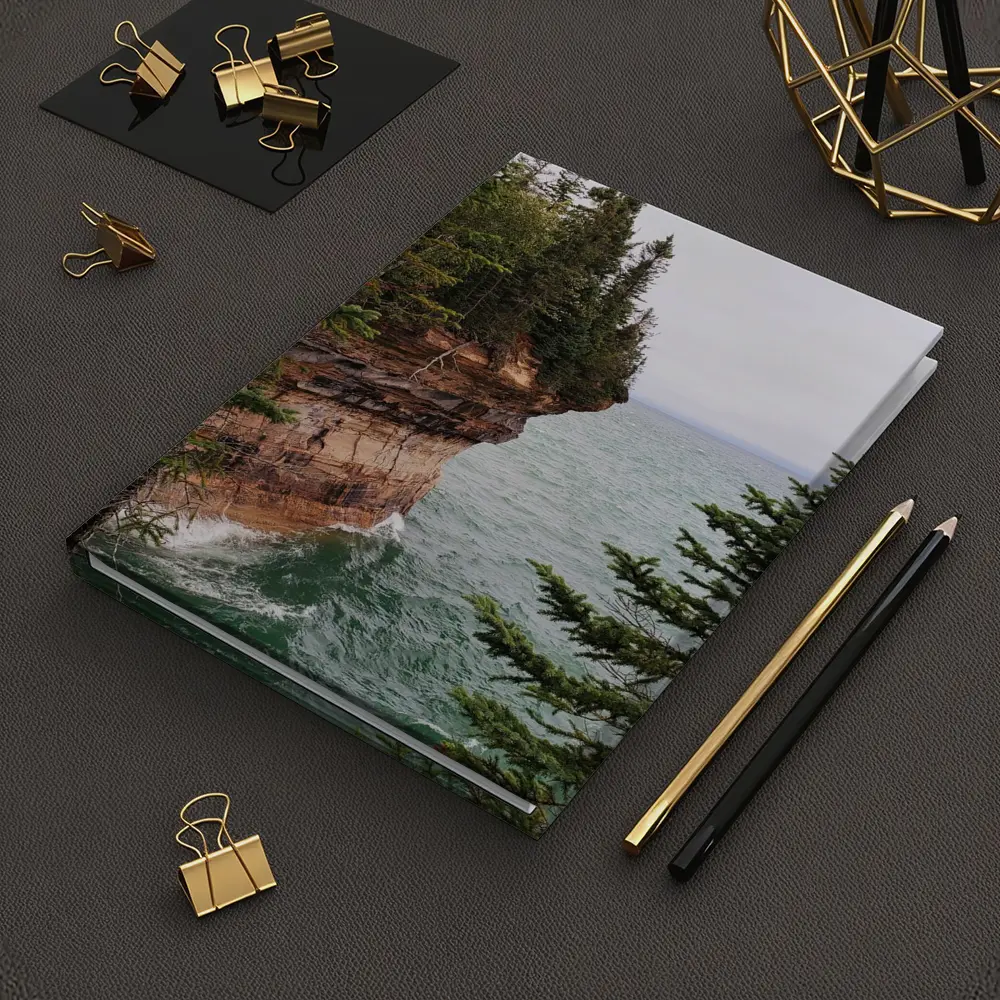 Red Sandstone Cliff Above Teal Lake – Notebooks