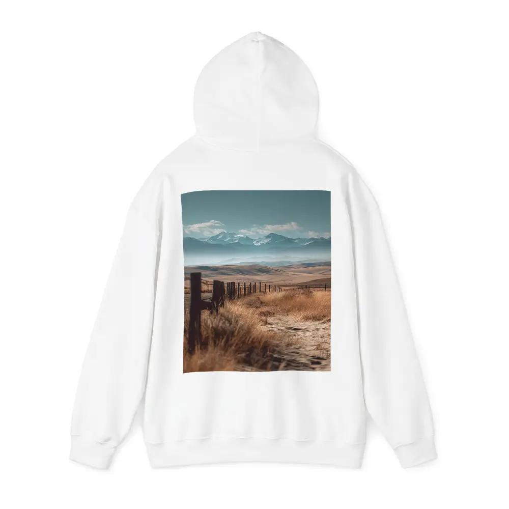 Prairie Path Fence Mountains Dry Grassland – Hoodies