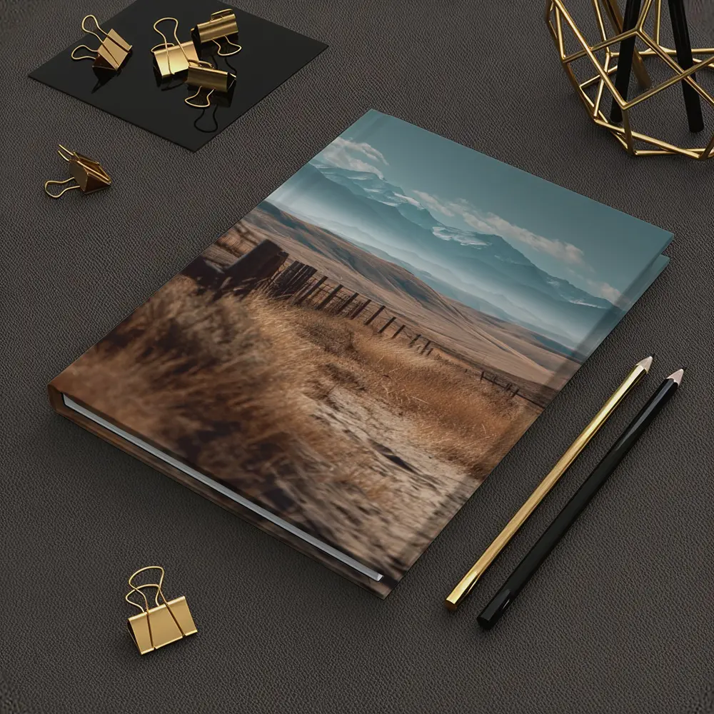 Prairie Path Fence Mountains Dry Grassland – Notebooks