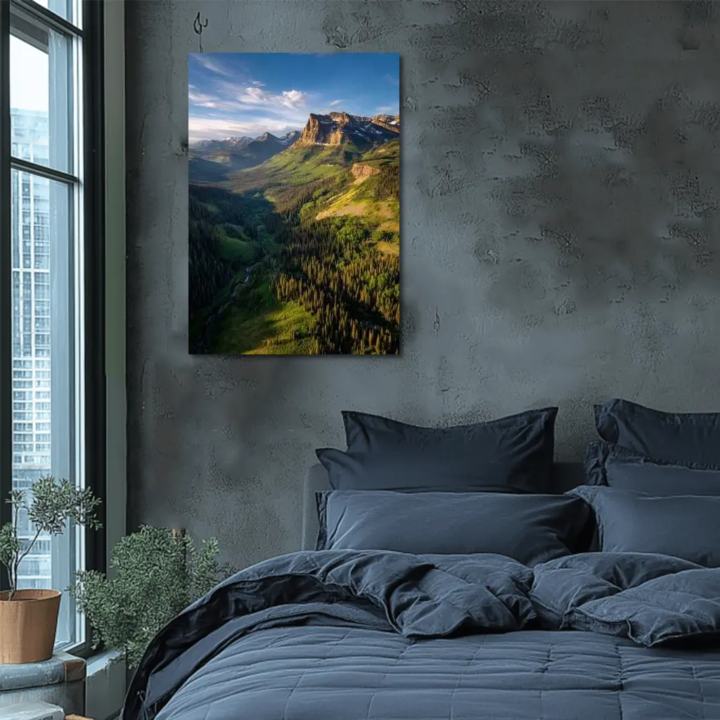 Rocky Mountain Valley Forest Aerial Landscape – Wall Art