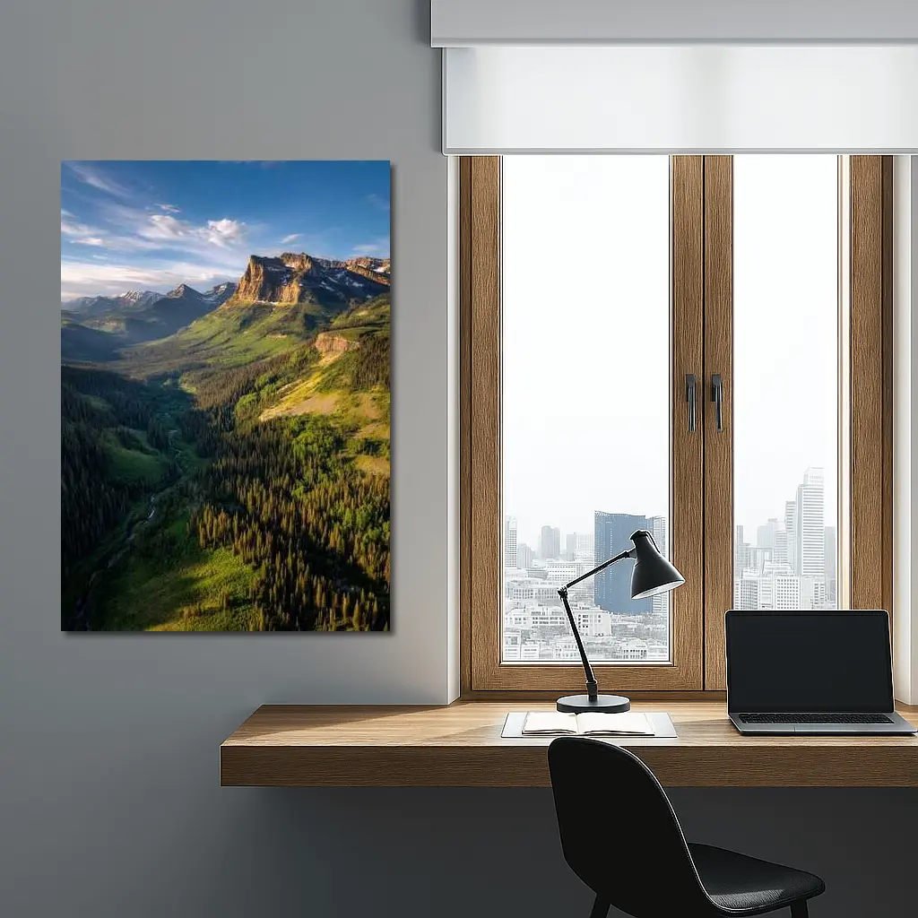 Rocky Mountain Valley Forest Aerial Landscape – Wall Art