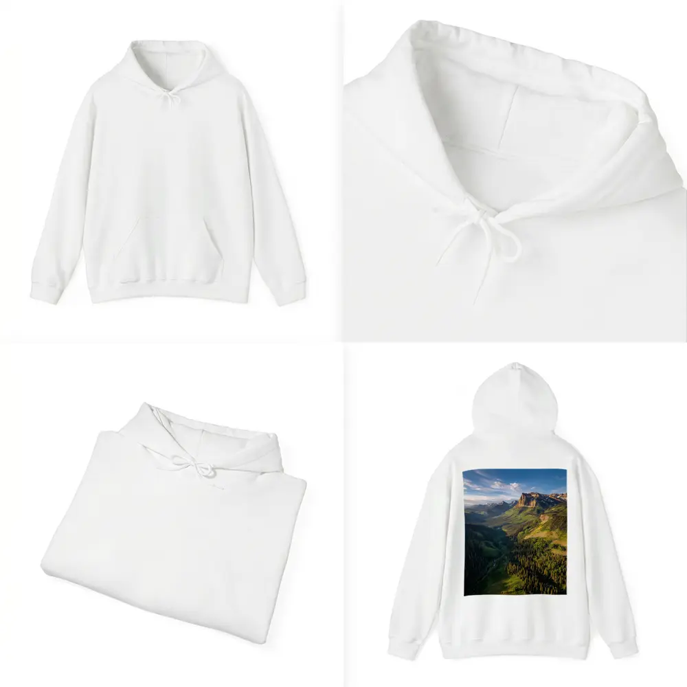 Rocky Mountain Valley Forest Aerial Landscape – Hoodies