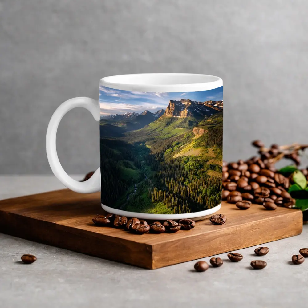 Rocky Mountain Valley Forest Aerial Landscape – Mugs