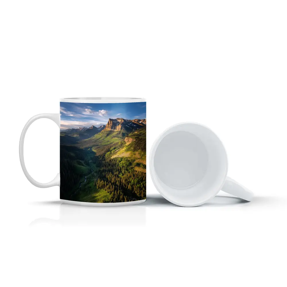 Rocky Mountain Valley Forest Aerial Landscape – Mugs