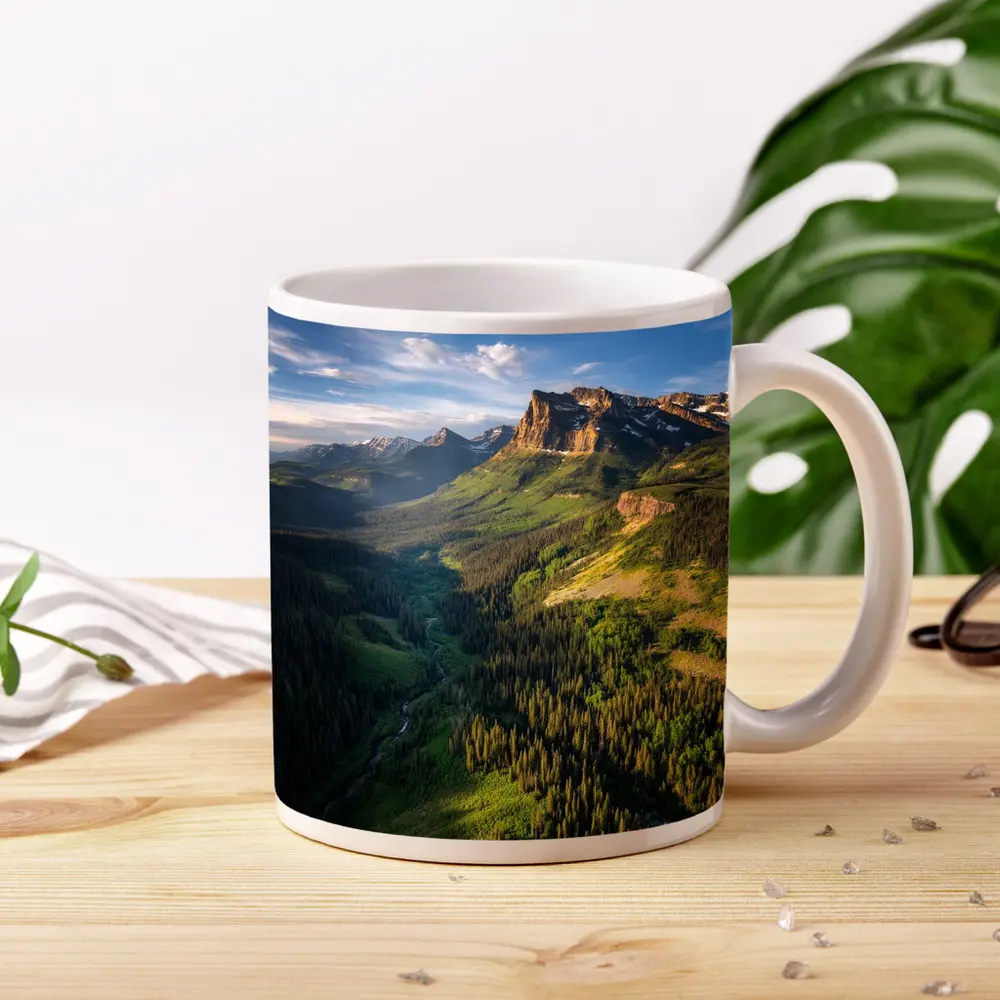 Rocky Mountain Valley Forest Aerial Landscape – Mugs
