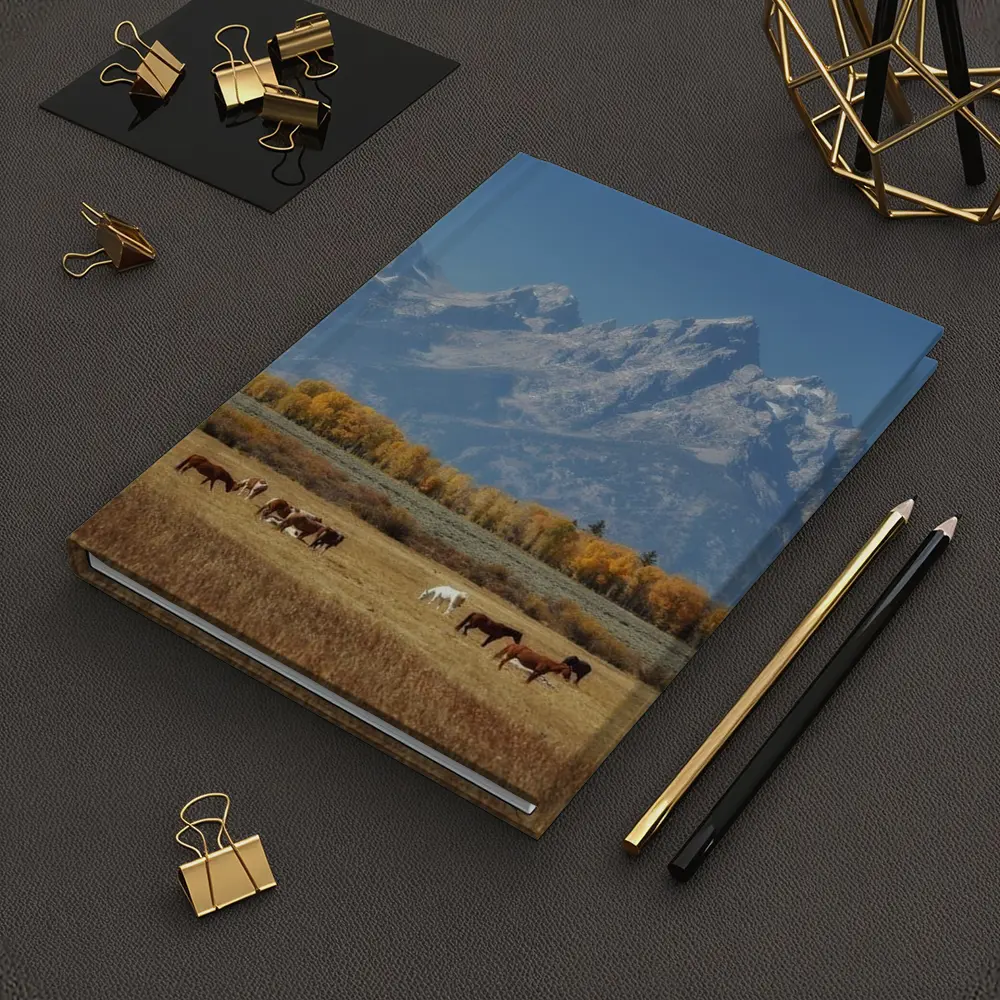 Horses Grazing Grand Teton Mountains Autumn – Notebooks