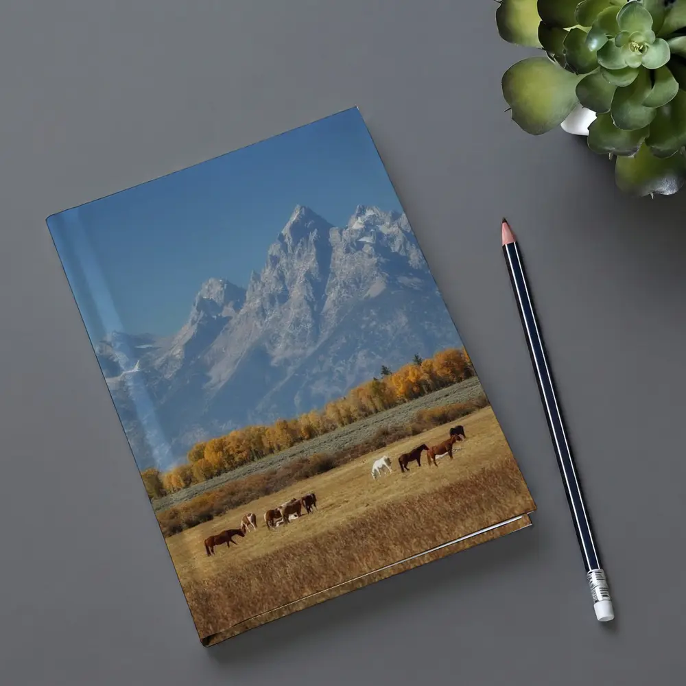 Horses Grazing Grand Teton Mountains Autumn – Notebooks