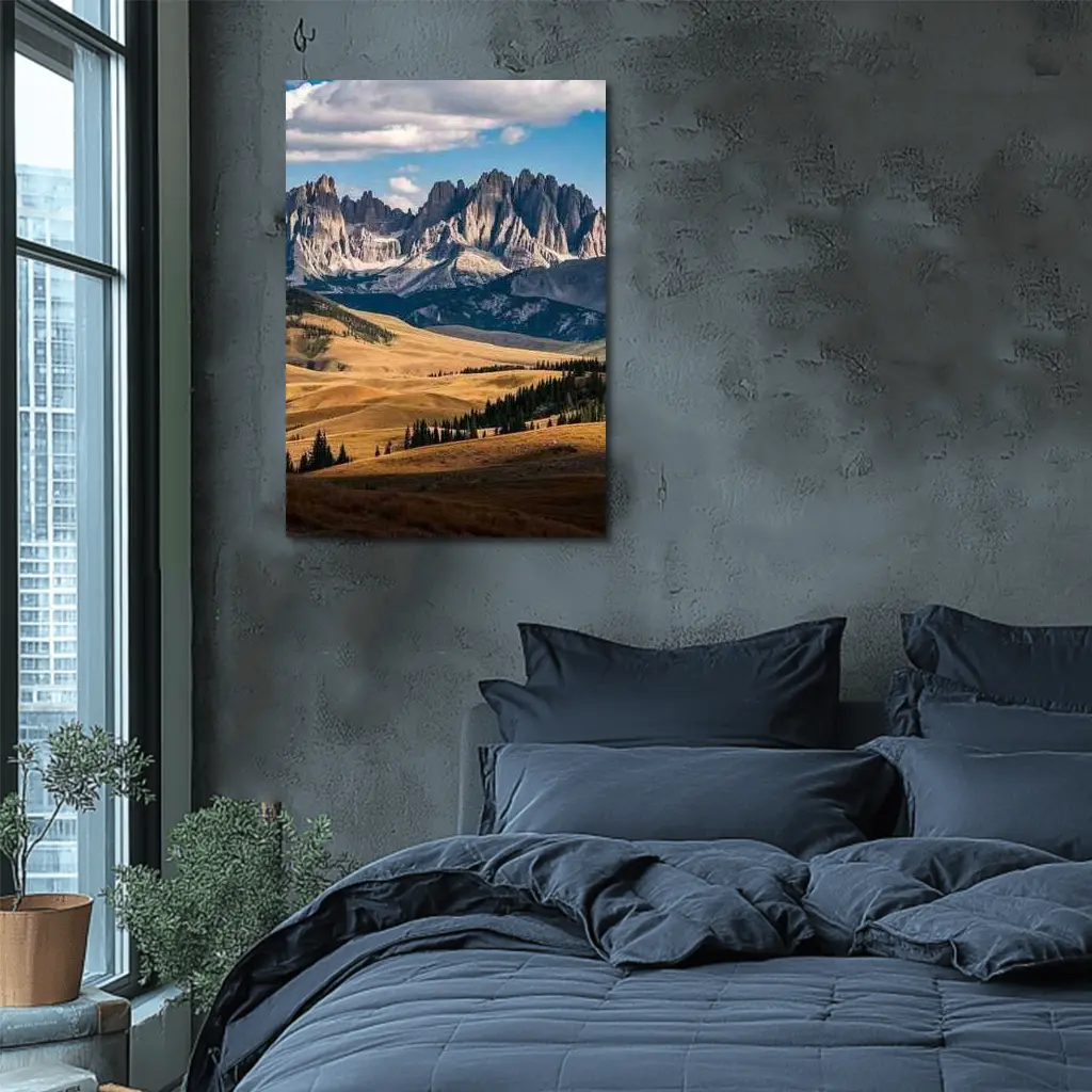 Dolomites Rocky Peaks Golden Rolling Hills – Wall Art