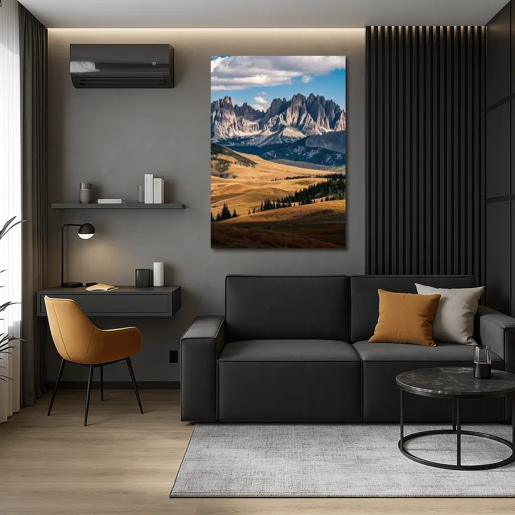 Dolomites Rocky Peaks Golden Rolling Hills – Wall Art