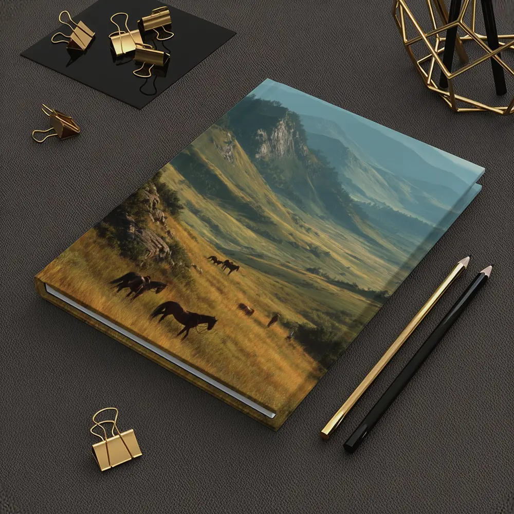 Wild Horses Grazing in Mountain Valley – Notebooks