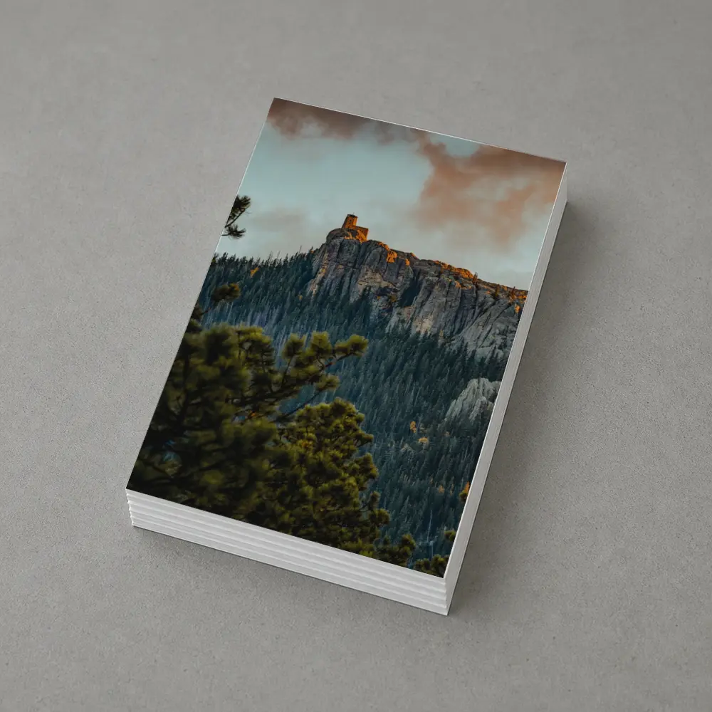 Stone Watchtower Atop Rocky Mountain Cliff – Postcards