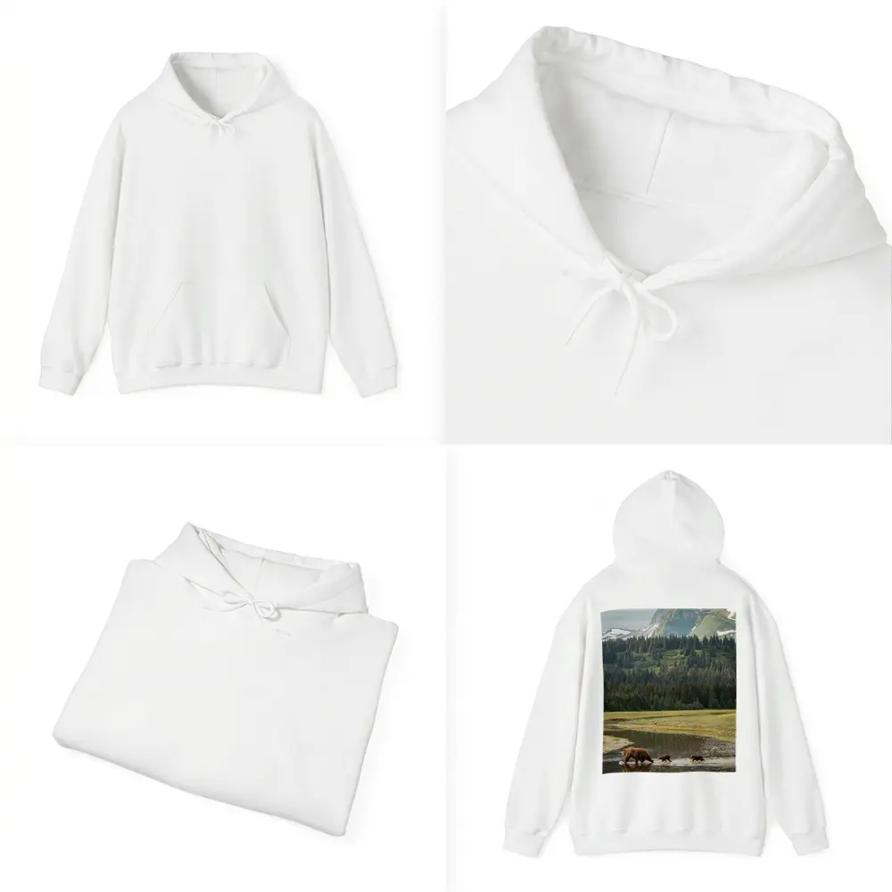 Grizzly Bears Crossing River Mountain Wilderness – Hoodies