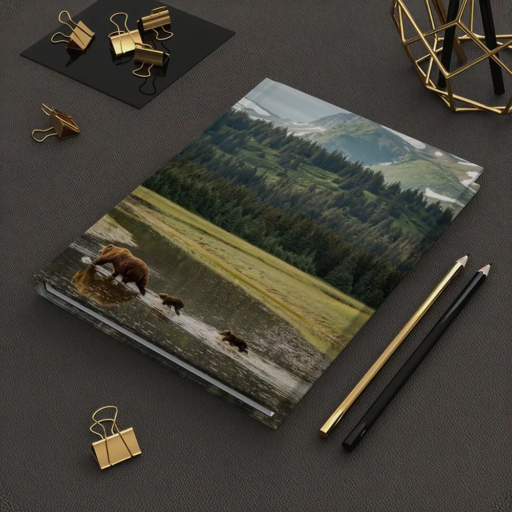 Grizzly Bears Crossing River Mountain Wilderness – Notebooks