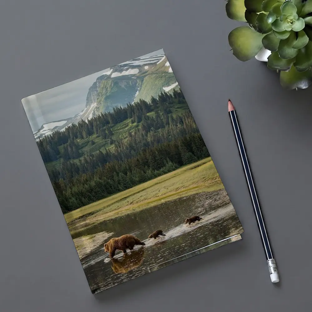 Grizzly Bears Crossing River Mountain Wilderness – Notebooks