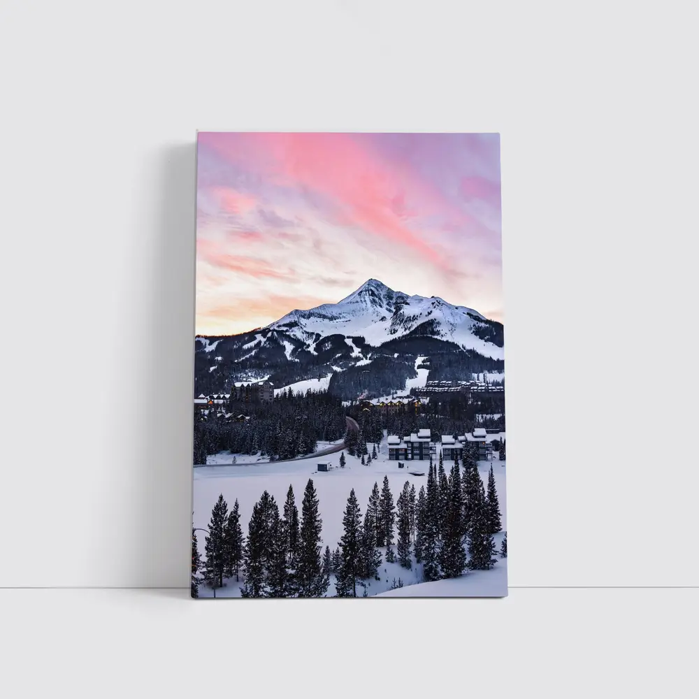 Big Sky Montana Winter Sunset Mountain View – Wall Art