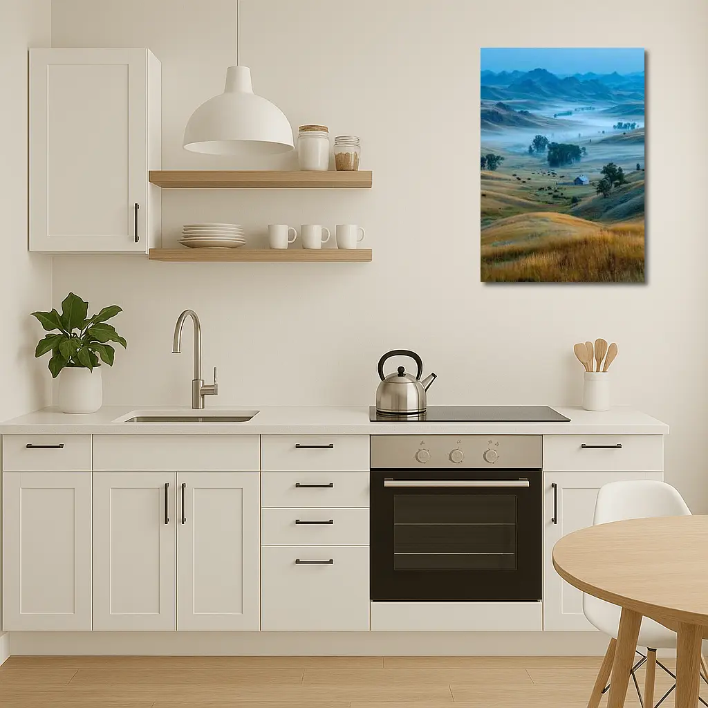 Misty Prairie Valley Rolling Hills Bison – Wall Art