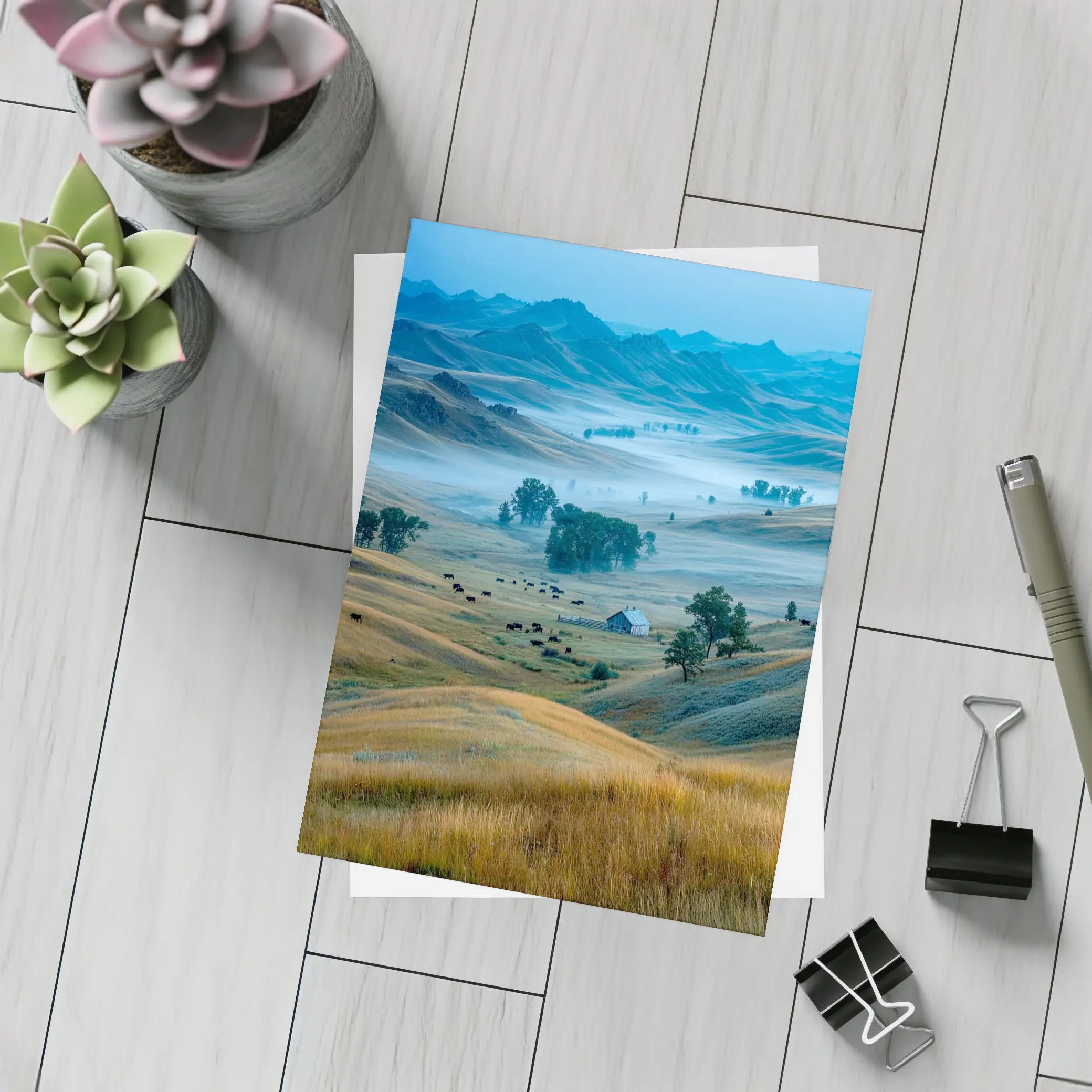 Misty Prairie Valley Rolling Hills Bison – Postcards