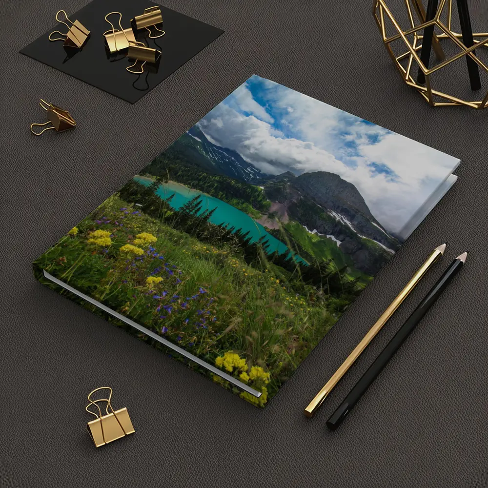 Turquoise Mountain Lake Wildflowers Glacier Landscape – Notebooks
