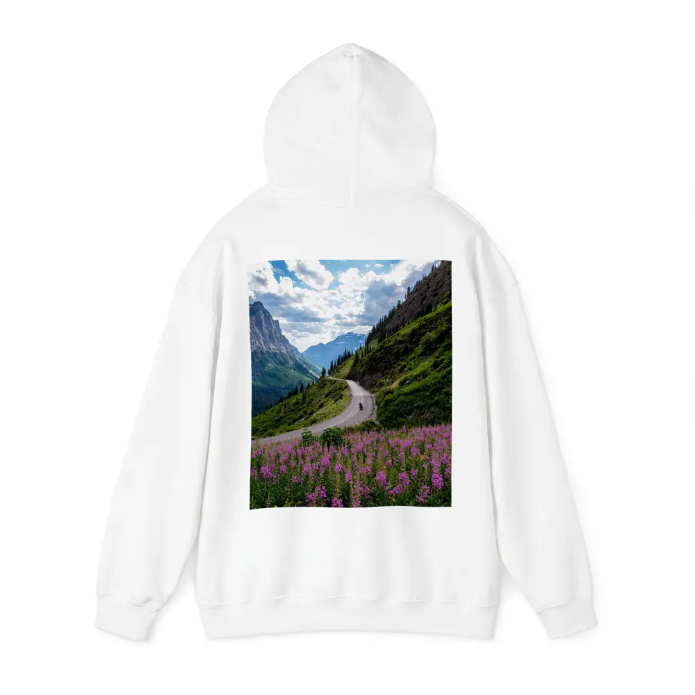 Motorcycle Winding Road Mountain Valley Wildflowers – Hoodies