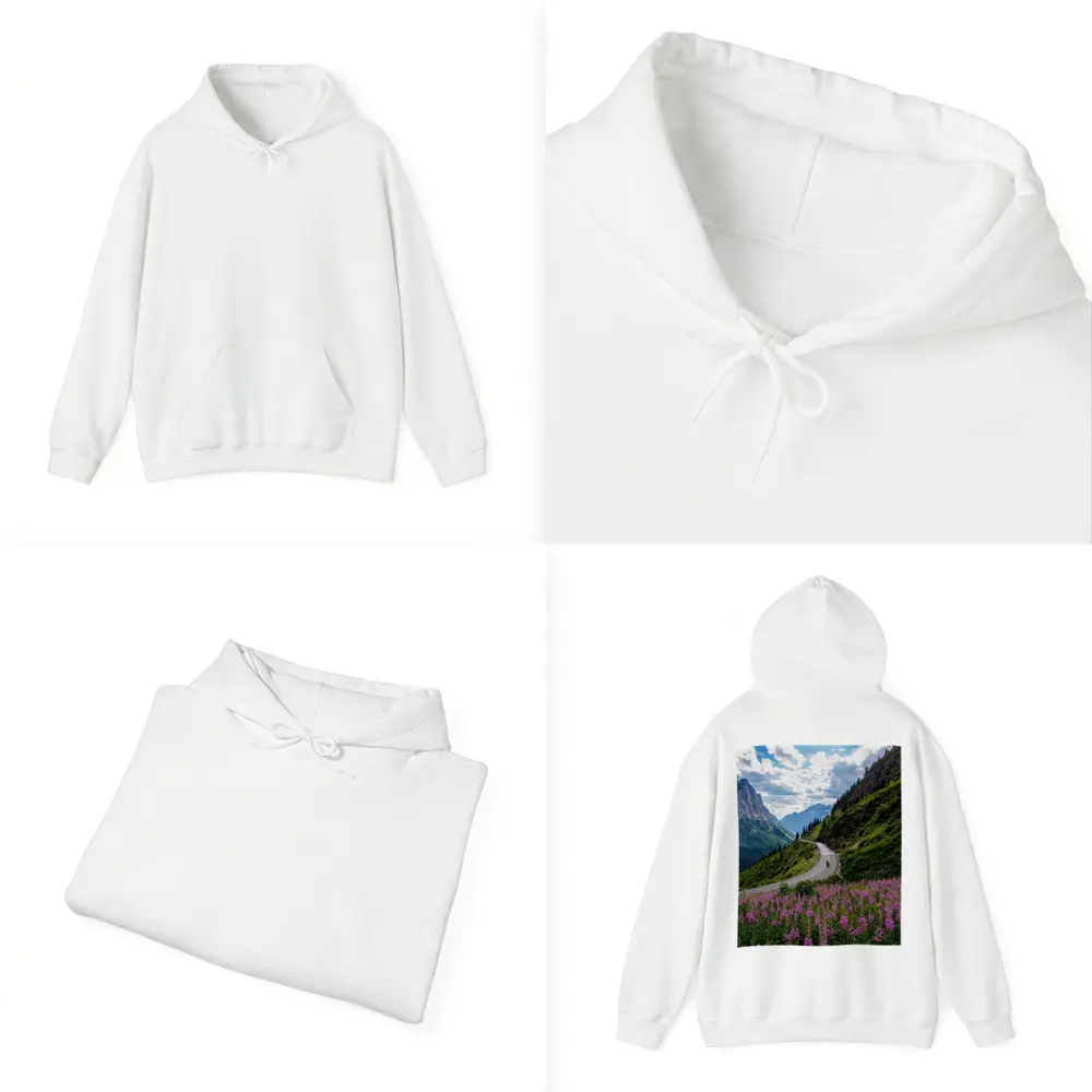 Motorcycle Winding Road Mountain Valley Wildflowers – Hoodies