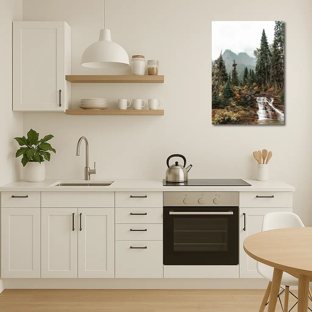 Mountain Waterfall Forest Autumn Rocky Landscape – Wall Art