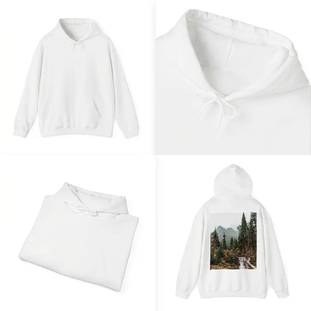Mountain Waterfall Forest Autumn Rocky Landscape – Hoodies