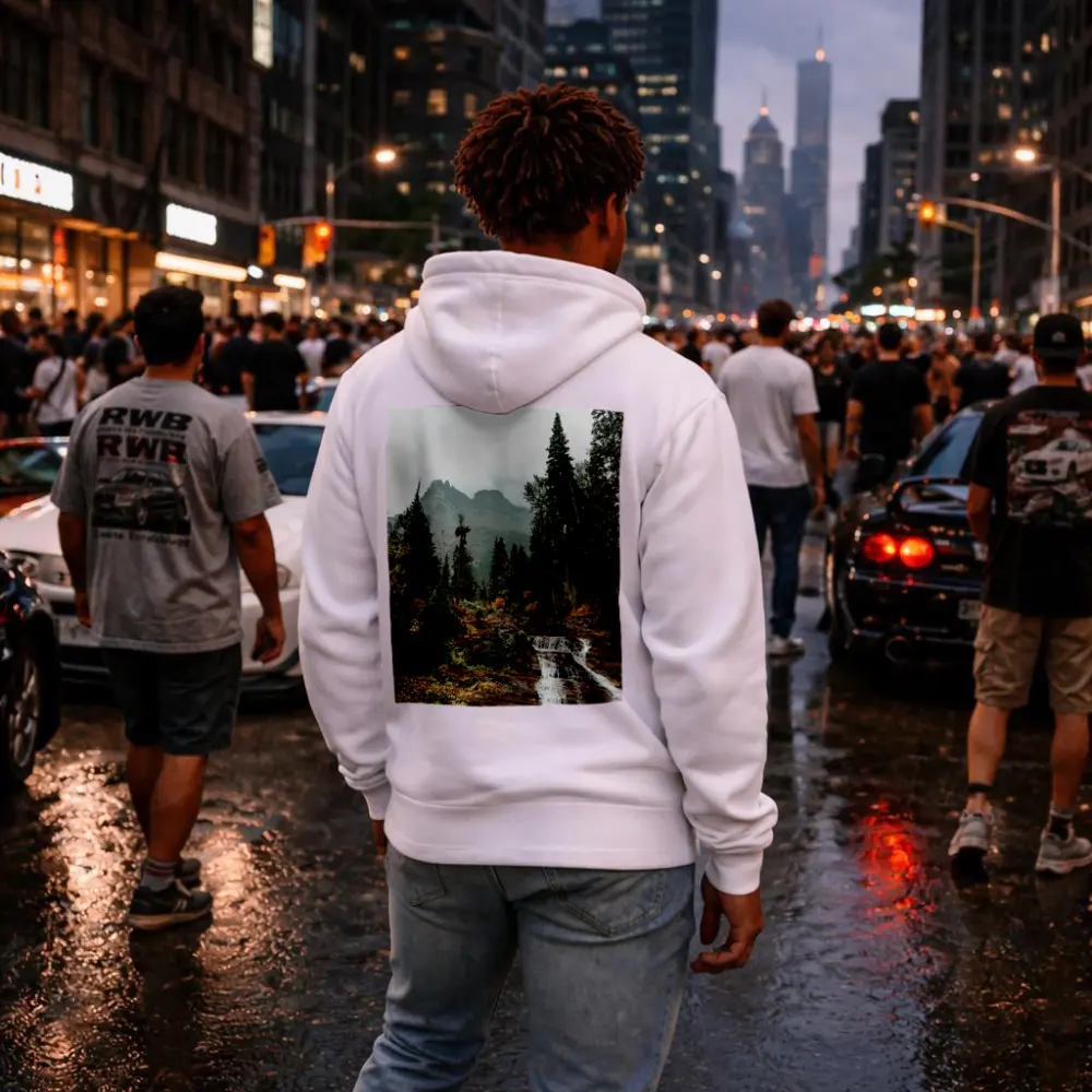 Mountain Waterfall Forest Autumn Rocky Landscape – Hoodies