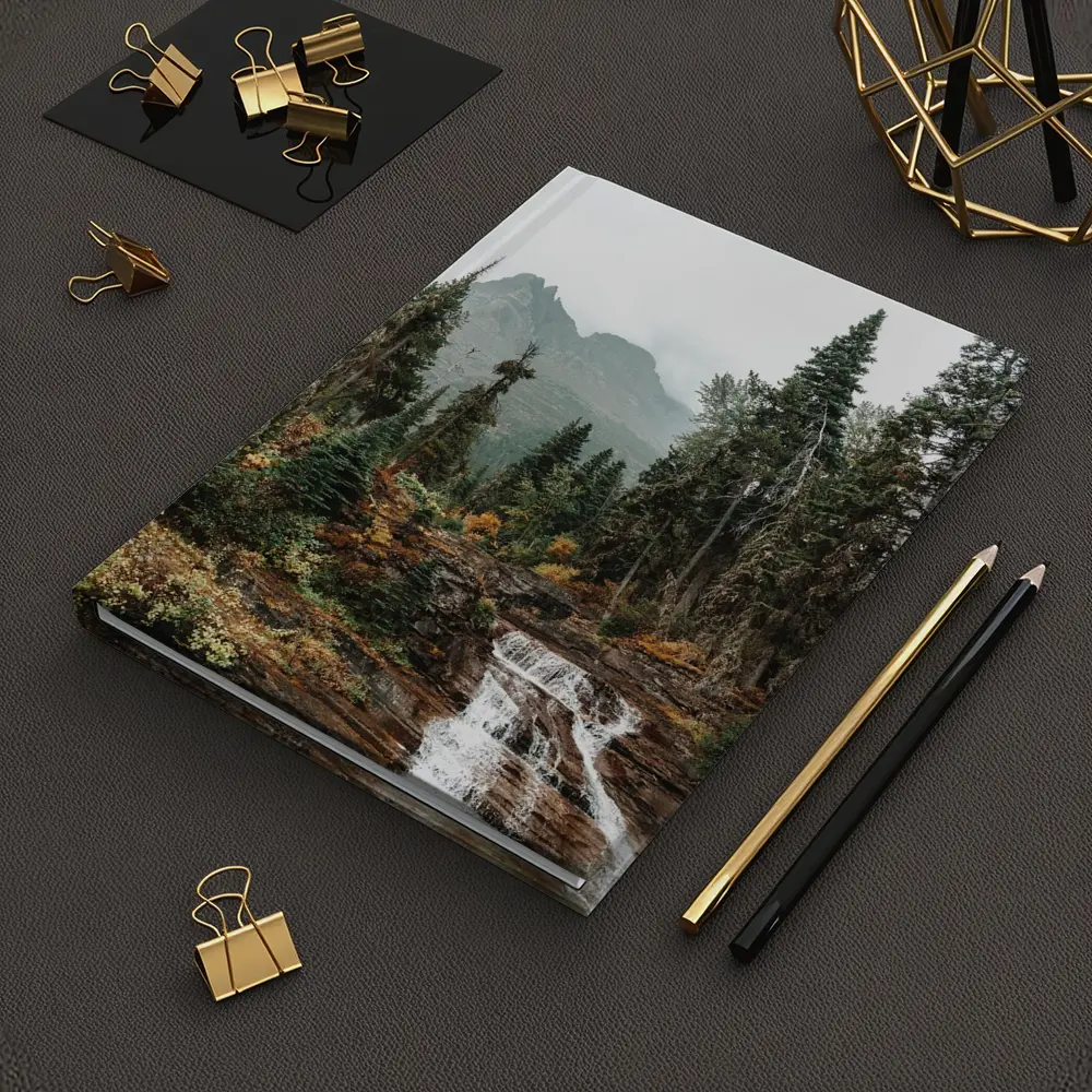 Mountain Waterfall Forest Autumn Rocky Landscape – Notebooks
