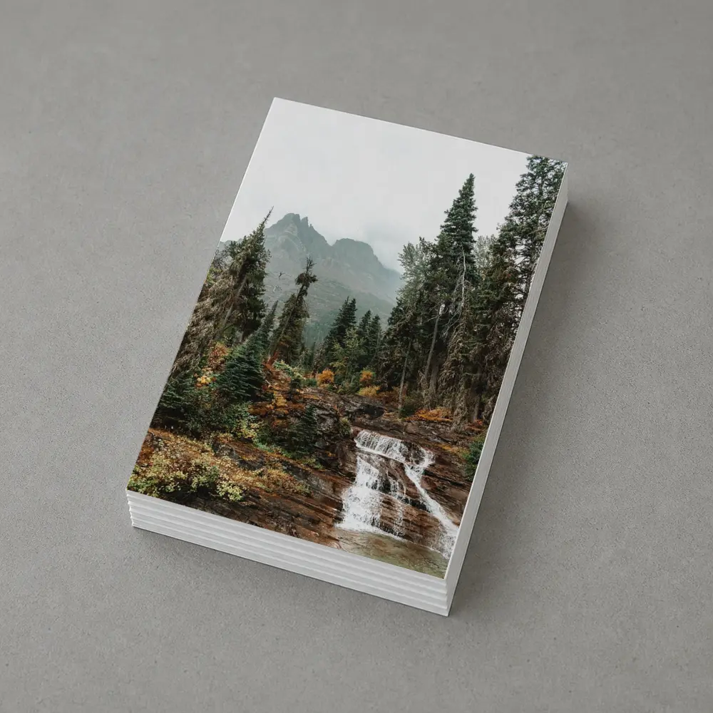 Mountain Waterfall Forest Autumn Rocky Landscape – Postcards