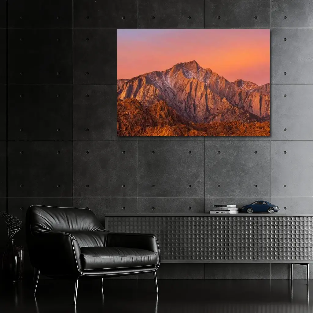 Sierra Nevada Mountain Peak Sunset Glow – Wall Art