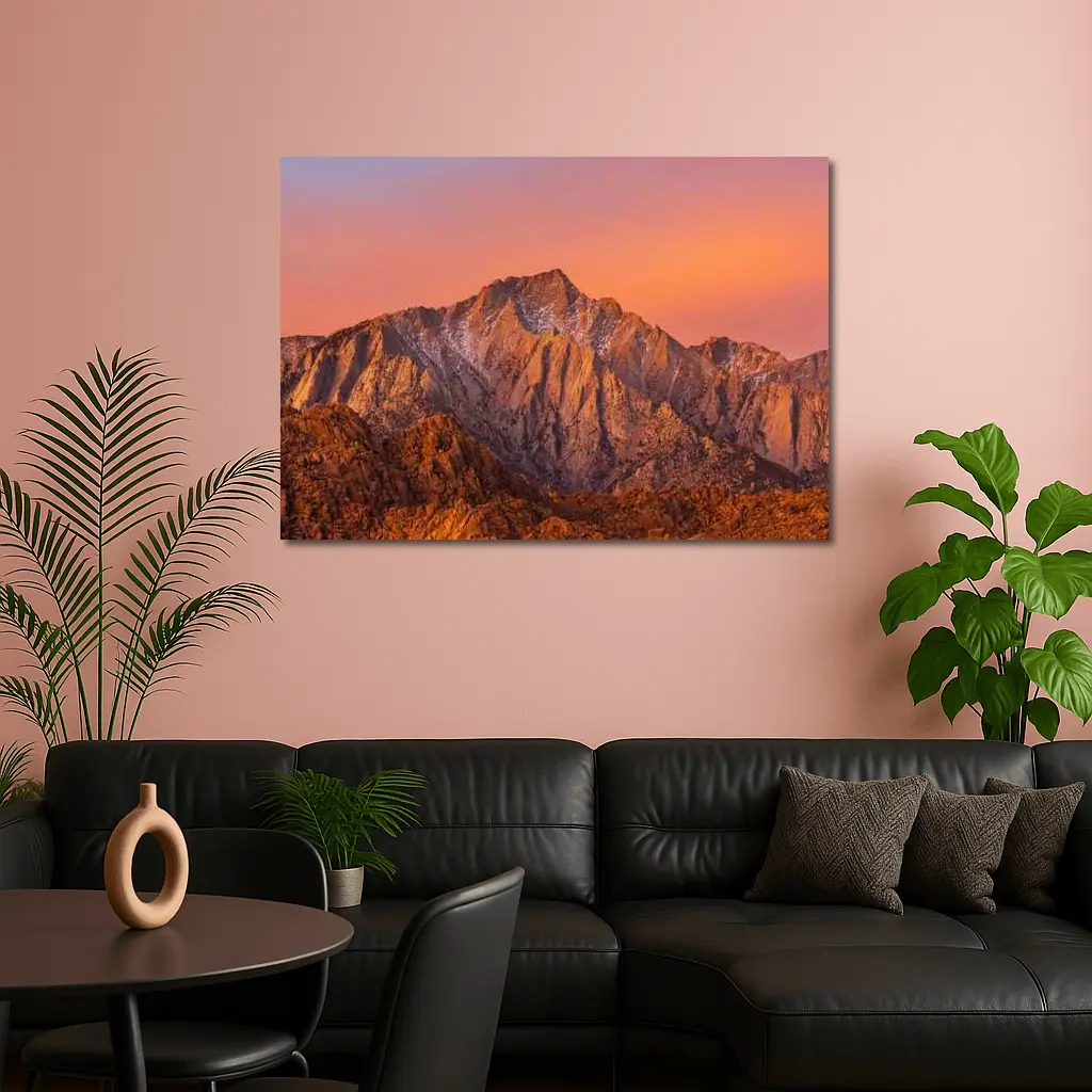 Sierra Nevada Mountain Peak Sunset Glow – Wall Art