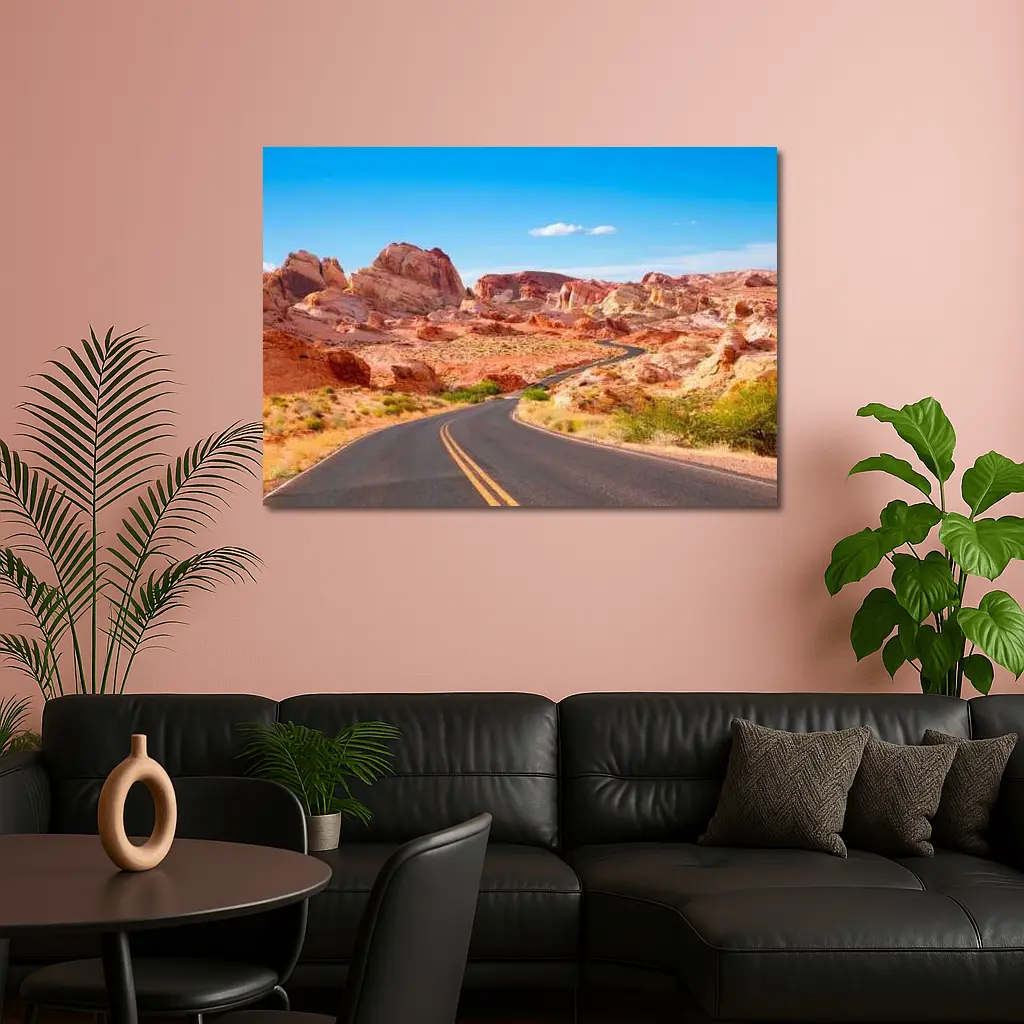 Desert Road Through Red Rock Canyon – Wall Art