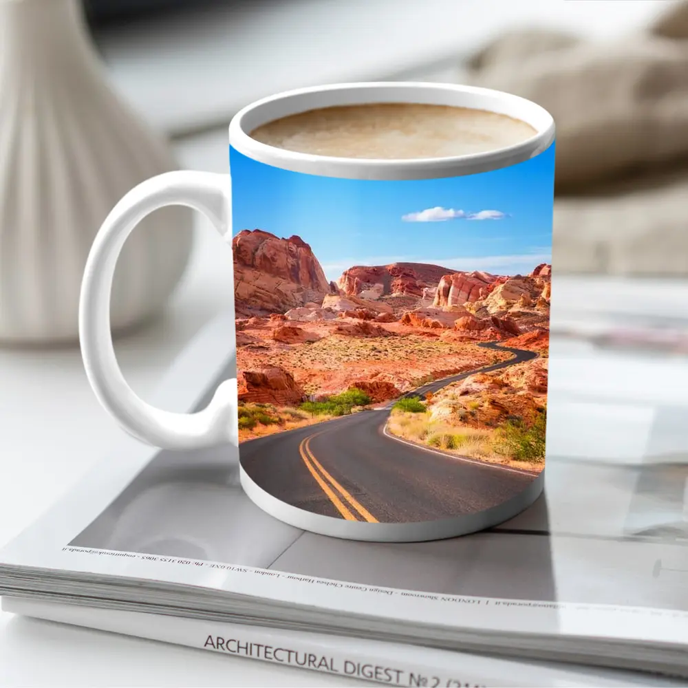 Desert Road Through Red Rock Canyon – Mugs