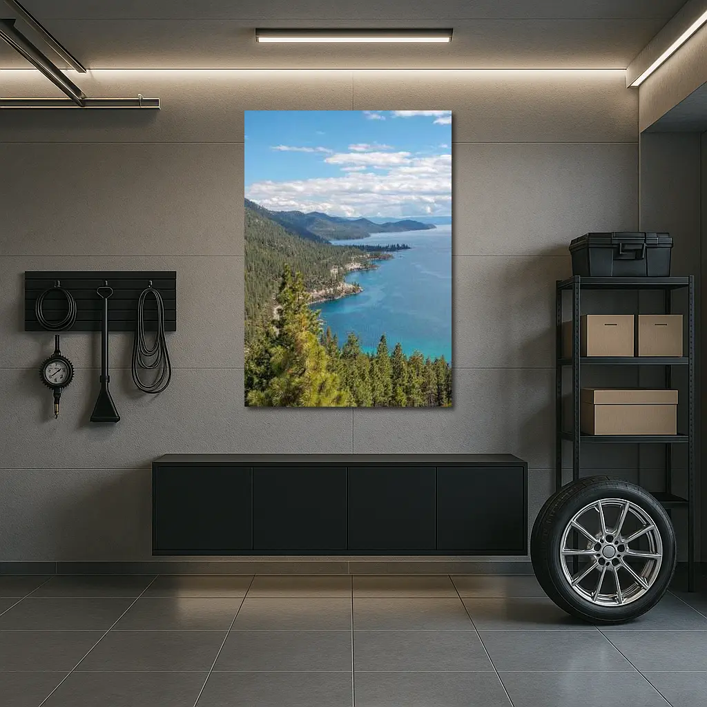 Lake Tahoe Blue Water Pine Forest View – Wall Art