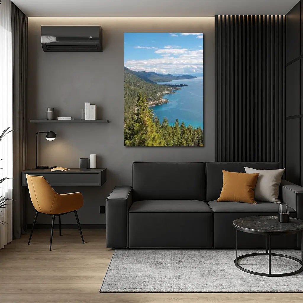 Lake Tahoe Blue Water Pine Forest View – Wall Art