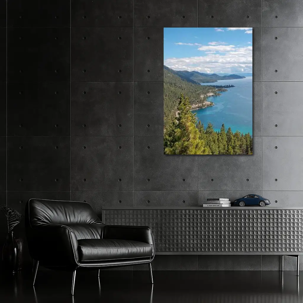 Lake Tahoe Blue Water Pine Forest View – Wall Art