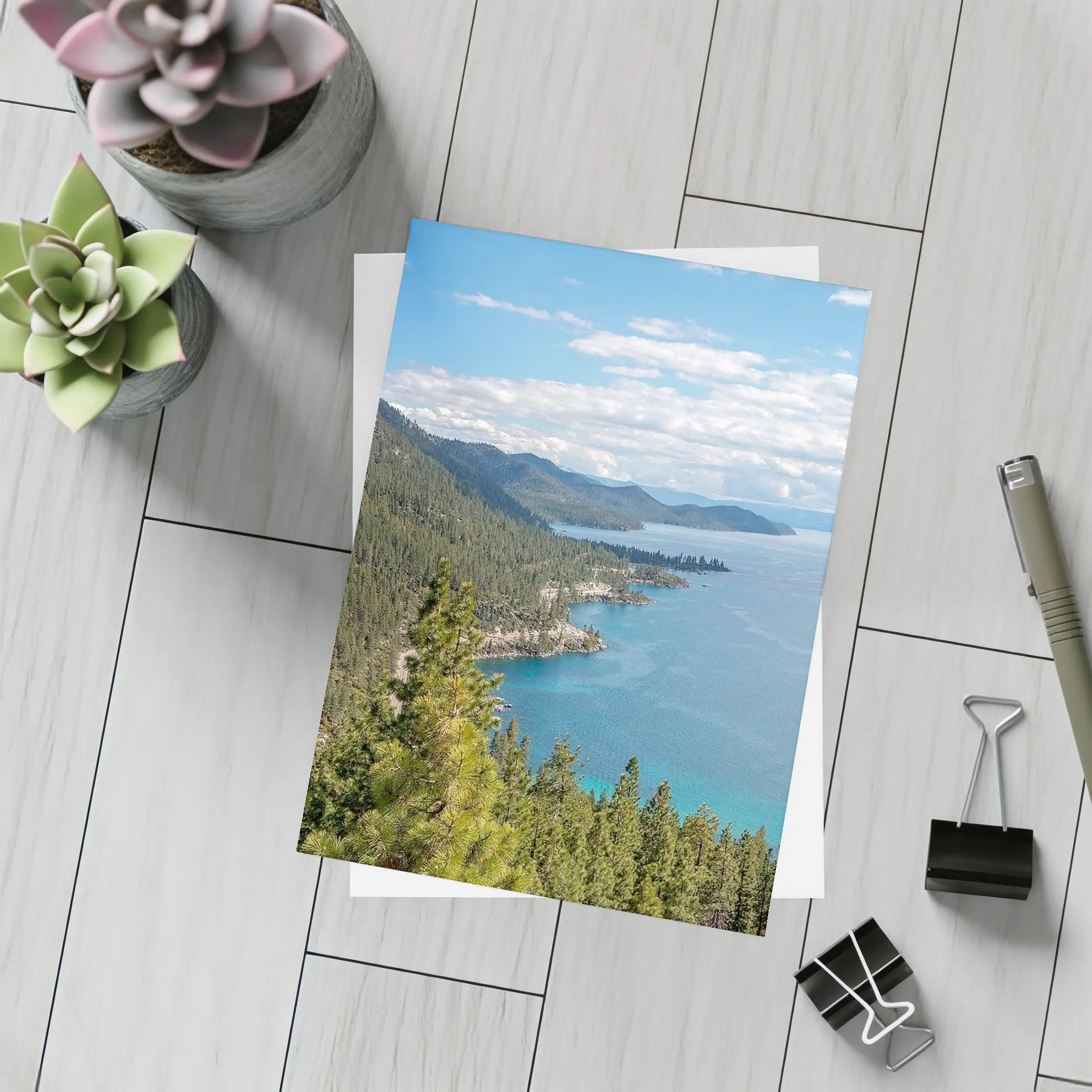 Lake Tahoe Blue Water Pine Forest View – Postcards