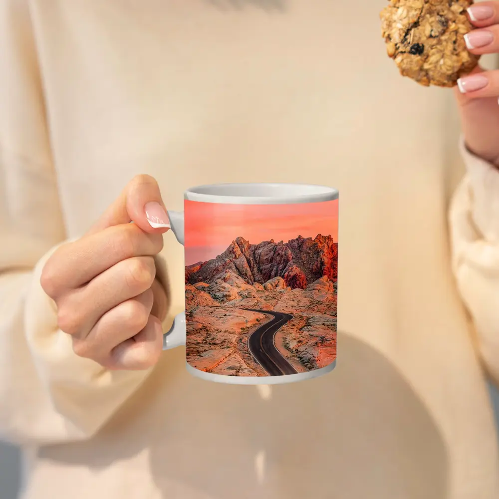 Winding Desert Road Red Rock Sunset – Mugs